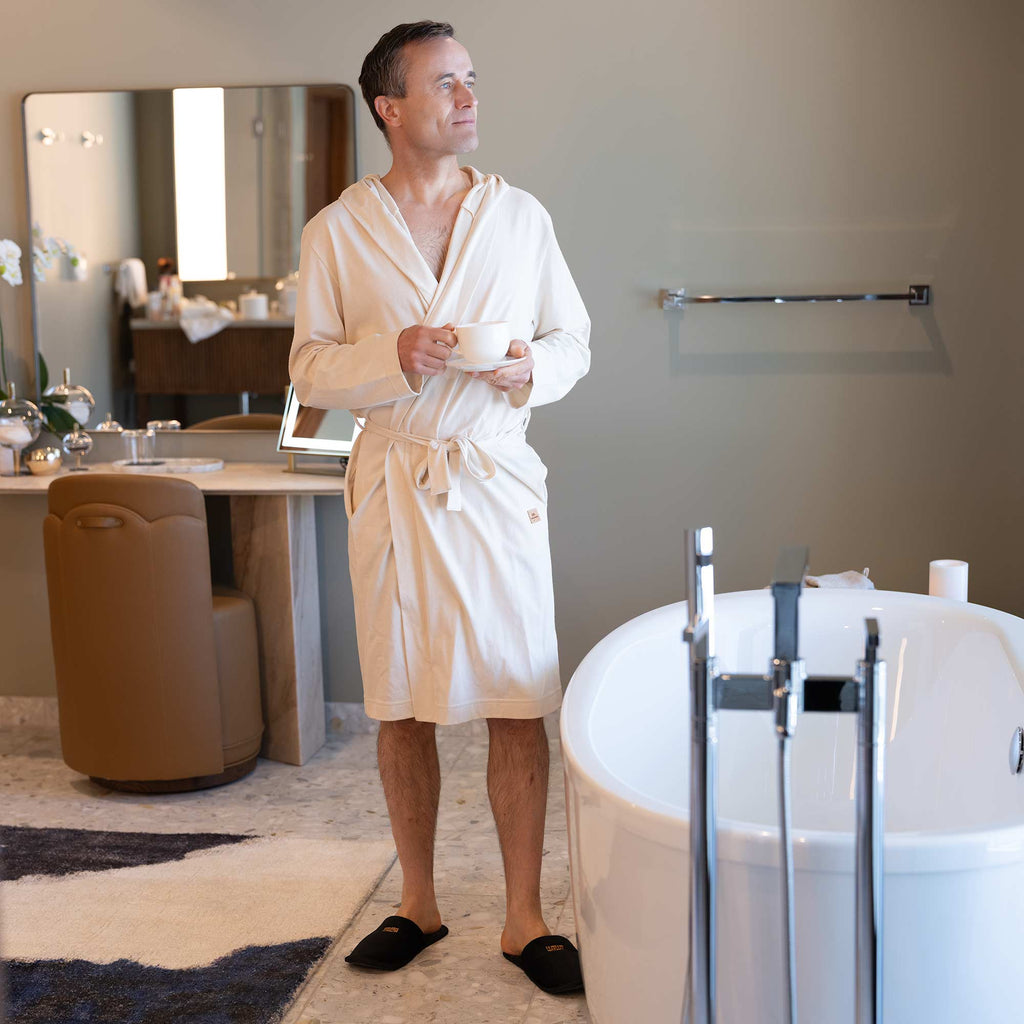 polyester-free 100% organic cotton bathrobe