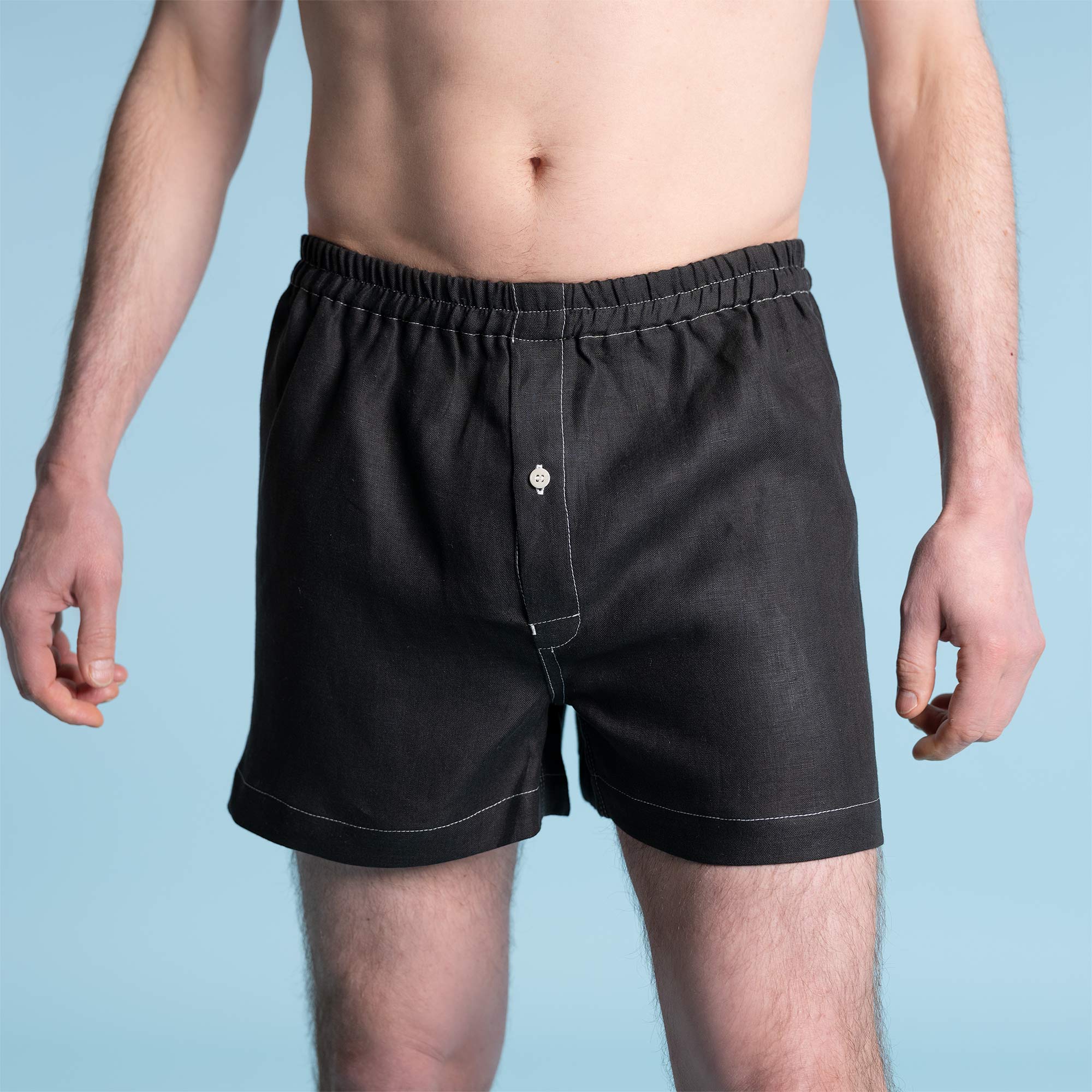 Plastic Boxer 100% Organic Flax Linen Boxers (Plastic-free nut button; covered bio ...