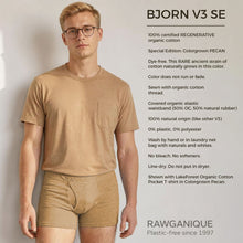 Load image into Gallery viewer, 100% certified organic cotton boxer briefs no plastic no polyester dye-free colorgrown brown