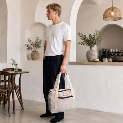 100% organic linen duffel bag