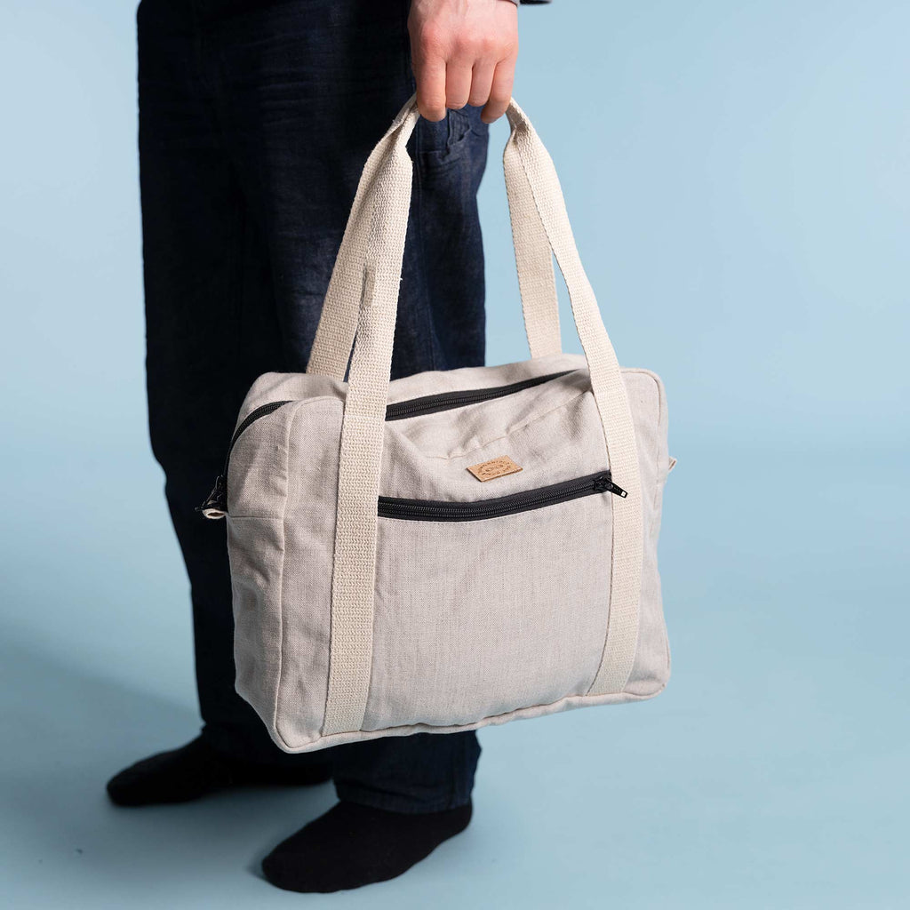 flax linen duffel bag