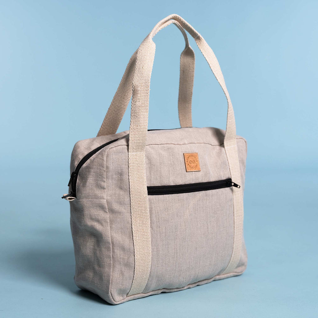 organic linen hand-held bag