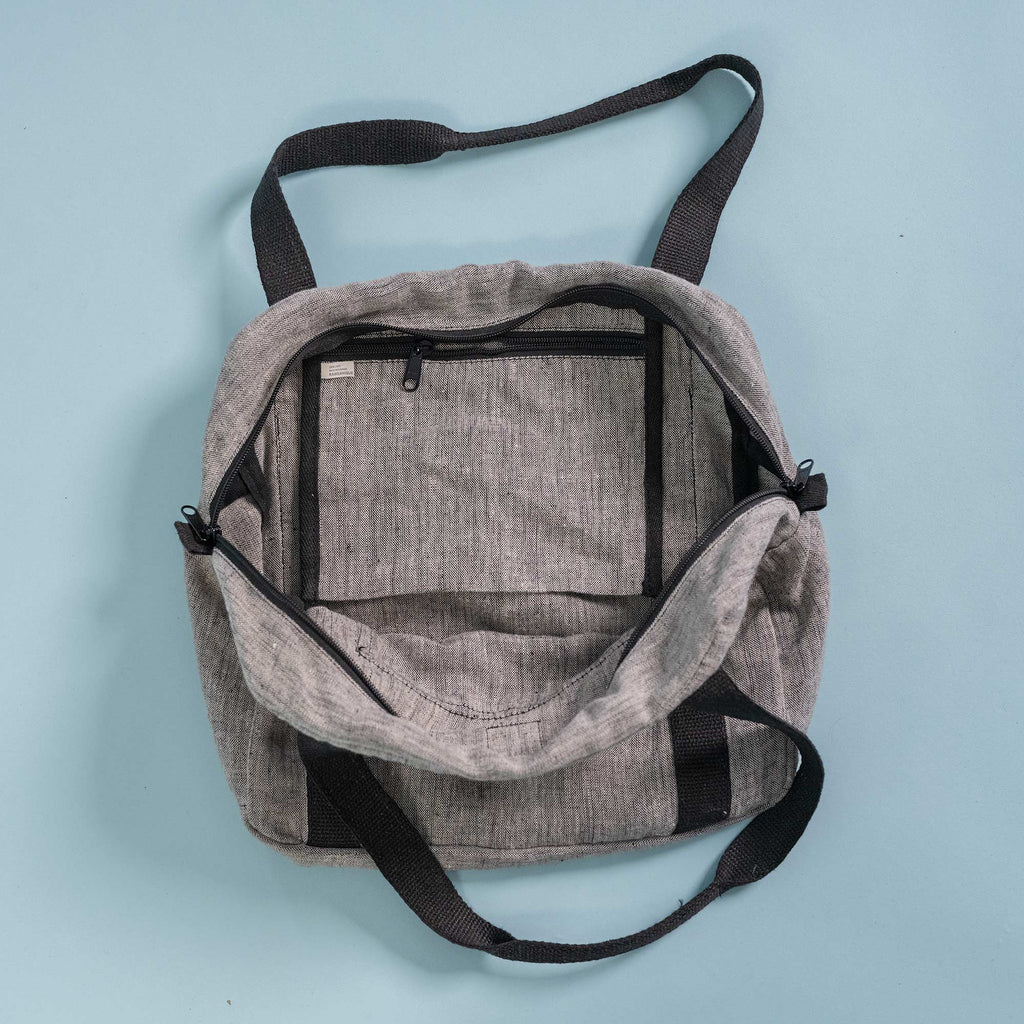 100% organic linen duffel bag