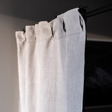 Load image into Gallery viewer, BOTTICELLI Organic Linen Blackout Curtain (With Organic Cotton) (No PVC, No Vinyl, No Polyester, No Synthetics) (2-Layer, Reversible, OC Thread, Handmade Hemp Macrame Rings) (100% Biodegradable)