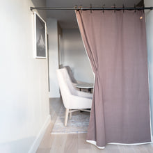 Load image into Gallery viewer, BOTTICELLI Organic Linen Blackout Curtain (With Organic Cotton) (No PVC, No Vinyl, No Polyester, No Synthetics) (2-Layer, Reversible, OC Thread, Handmade Hemp Macrame Rings) (100% Biodegradable)