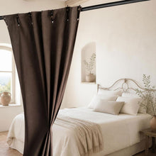 Load image into Gallery viewer, BOTTICELLI Organic Linen Blackout Curtain (With Organic Cotton Back) (Reversible, OC Thread, No PVC, No Vinyl, No Acrylic, No Polyester, No Plastic, No Synthetics Whatsoever) (Handmade Hemp Macrame Rings) (100% Biodegradable)