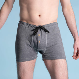 BRAHMS Elastic-free 100% Organic Cotton Knit Boxers (OC Thread, Gusset Crotch, Nut Buttons, No Latex, No Forever Chemicals, No Hormone Disruptors, No Plastic, No Synthetics) (100% Biodegradable)