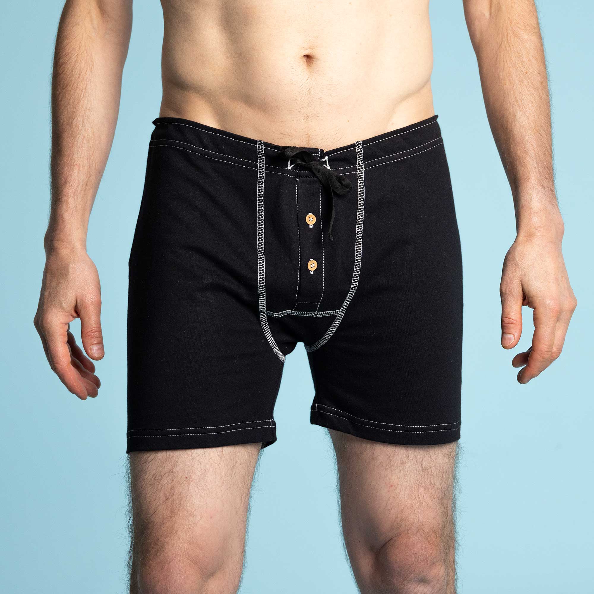 Elastic-free Organic Cotton Drawstring Boxers (nut button; breathable ...