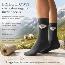 Load image into Gallery viewer, elastic-free 100% organic merino wool socks warm and thick plastic-free polyester-free