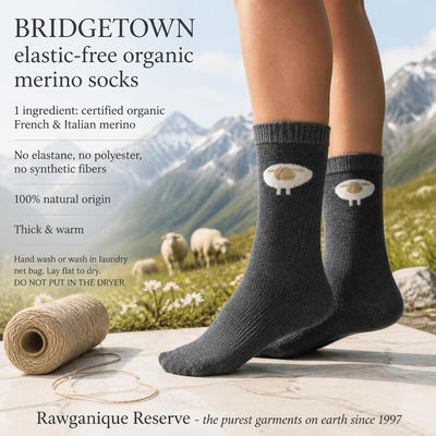 elastic-free 100% organic merino wool socks warm and thick plastic-free polyester-free