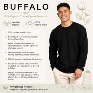 100% certified organic cotton fleece sweatshirt plastic-free