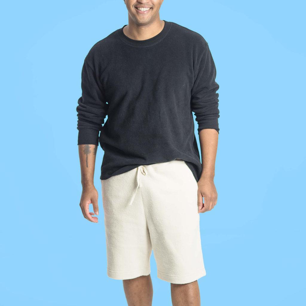 elastic-free organic cotton sweat shorts