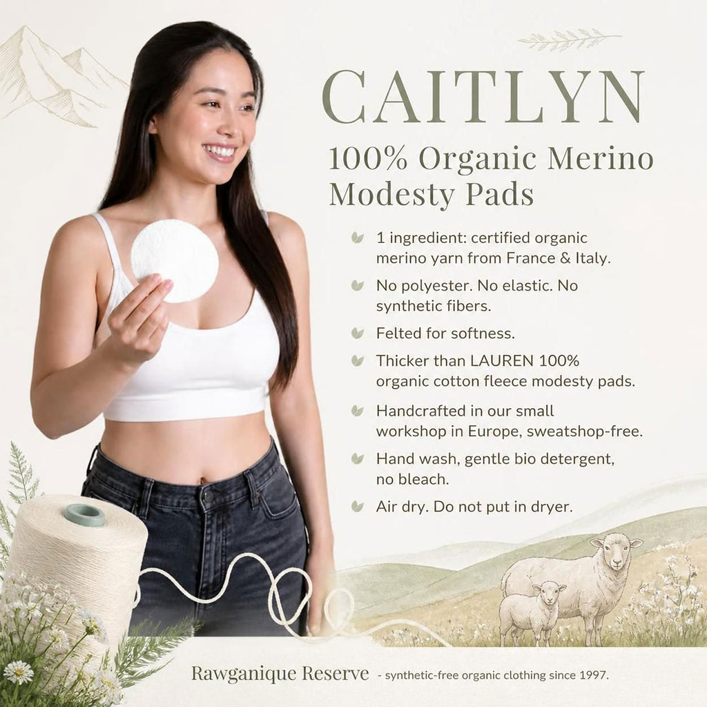 100% organic merino wool modesty nipple nursing pads plastic-free