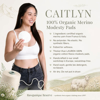 100% organic merino wool modesty nipple nursing pads plastic-free