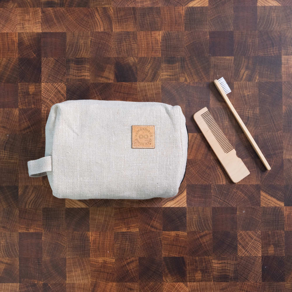 organic linen Dopp kit toiletries bag