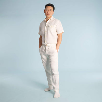 organic linen short-sleeve dress shirt