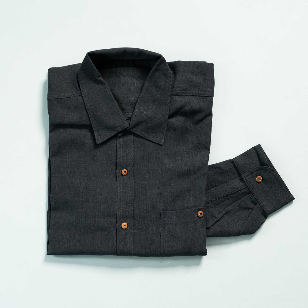 CHANCE 100% Organic Hemp Long-Sleeve Oxford Shirt (No pocket; Plastic-Free Nut Buttons) (Closeout - Final Sale)