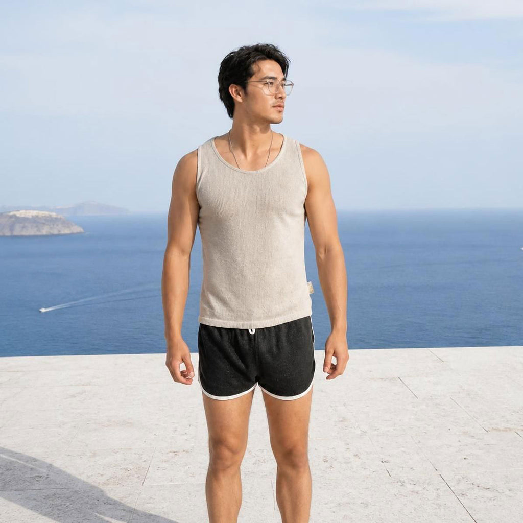 organic linen gym shorts