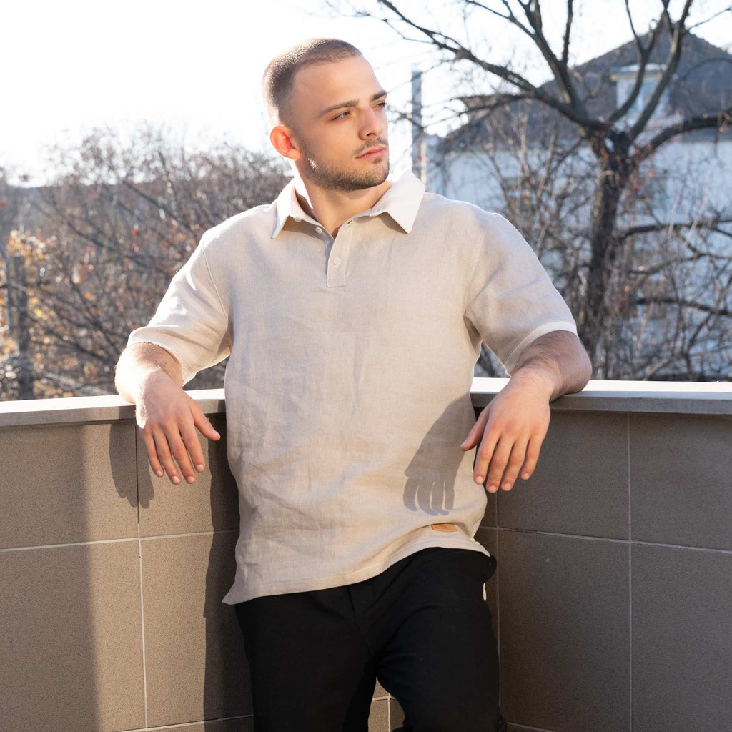 organic linen polo shirt