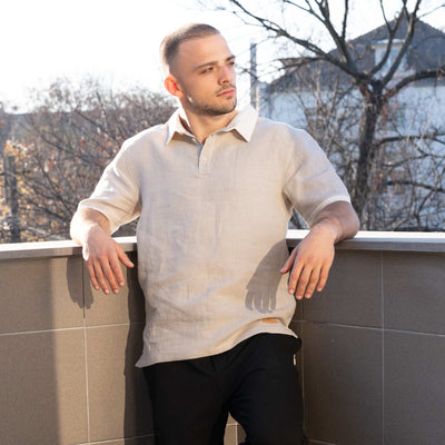 organic linen polo shirt