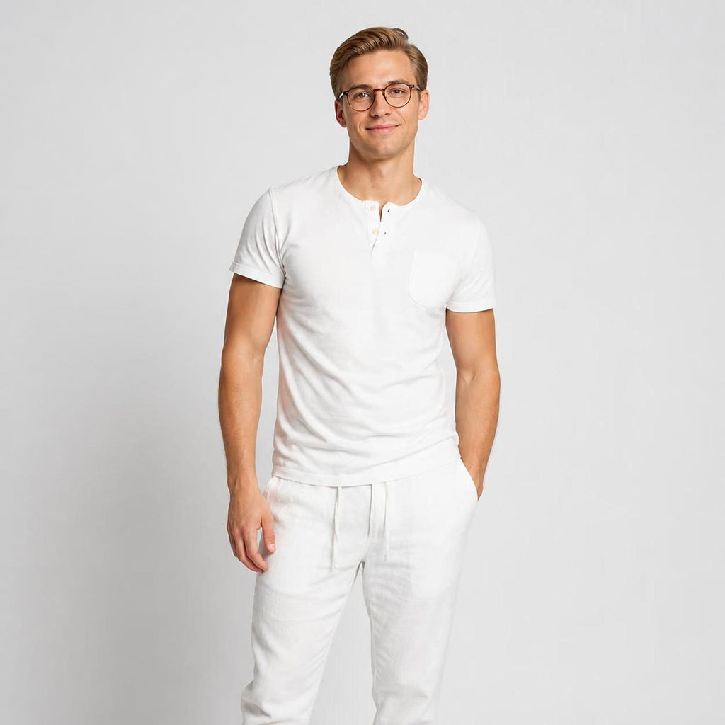 100% certified organic cotton henley t-shirt plastic-free