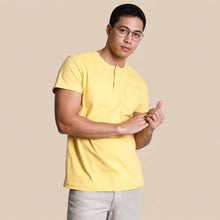 Load image into Gallery viewer, 100% certified organic cotton henley t-shirt plastic-free
