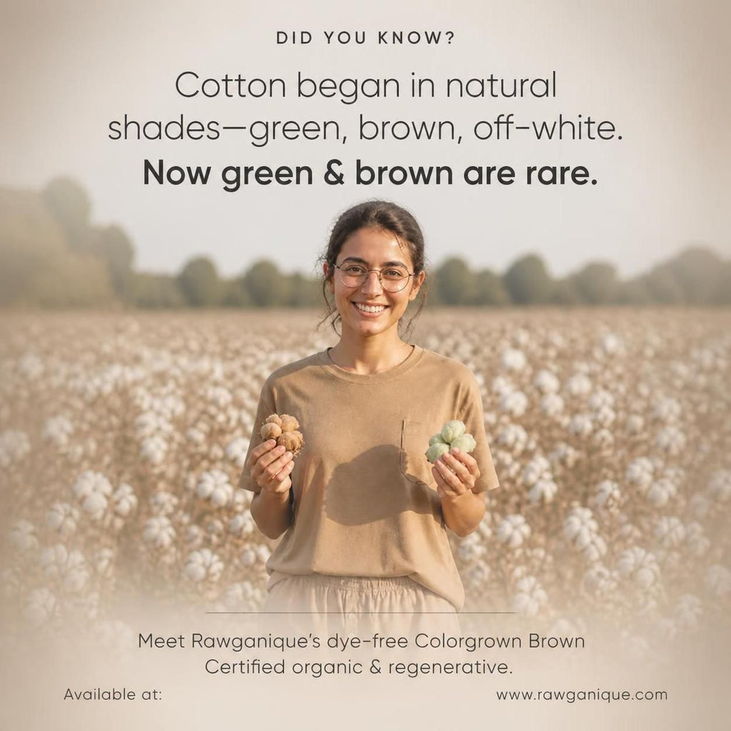 100% certified organic regenerative cotton t-shirt in colorgrown brown color dye-free plastic-free polyester-free