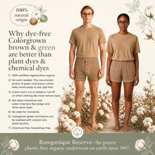 Load image into Gallery viewer, 100% certified organic cotton underwear in regenerative brown and green cotton dye-free