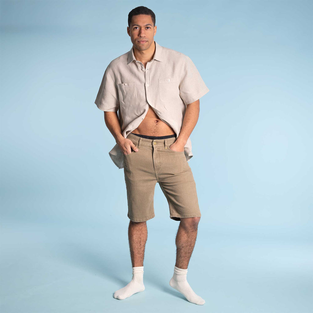 organic cotton shorts natural clay dye