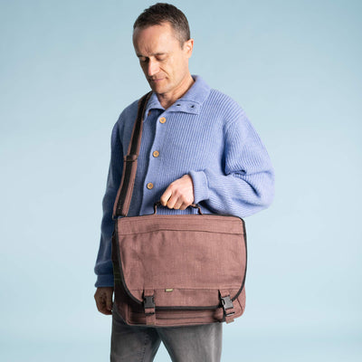 EVANSTON Deluxe Organic Hemp Messenger Courier Bag (With Handle & Shoulder Strap) (Closeout) (Final Sale)