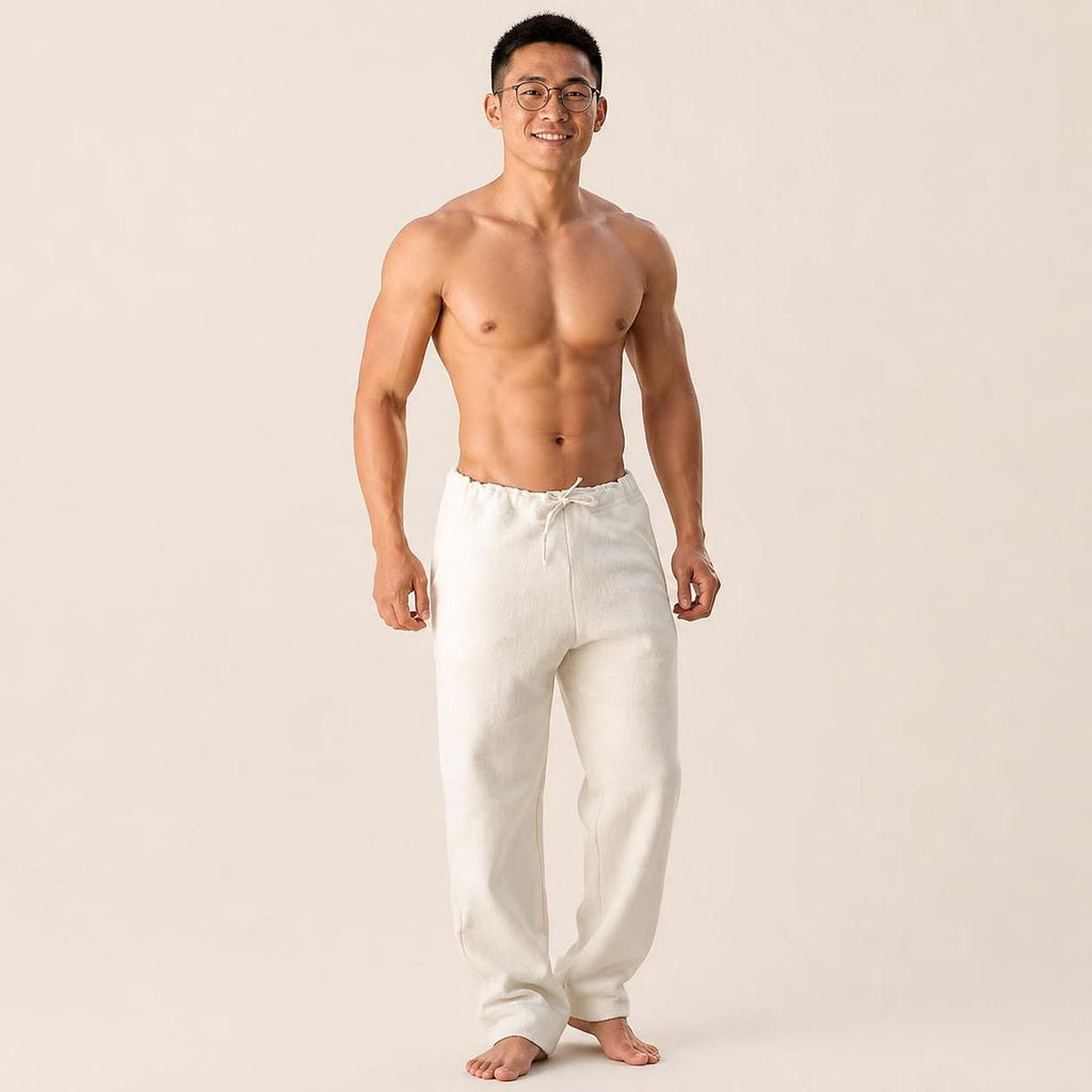 DEBUSSY Elastic-free 100% Organic Cotton Fleece Sweatpants (Latex-Free, OC Thread Option, 100% Biodegradable)
