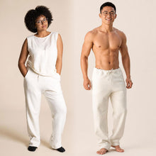 Load image into Gallery viewer, elastic-free 100% certified organic cotton fleece lounge pants plastic-free