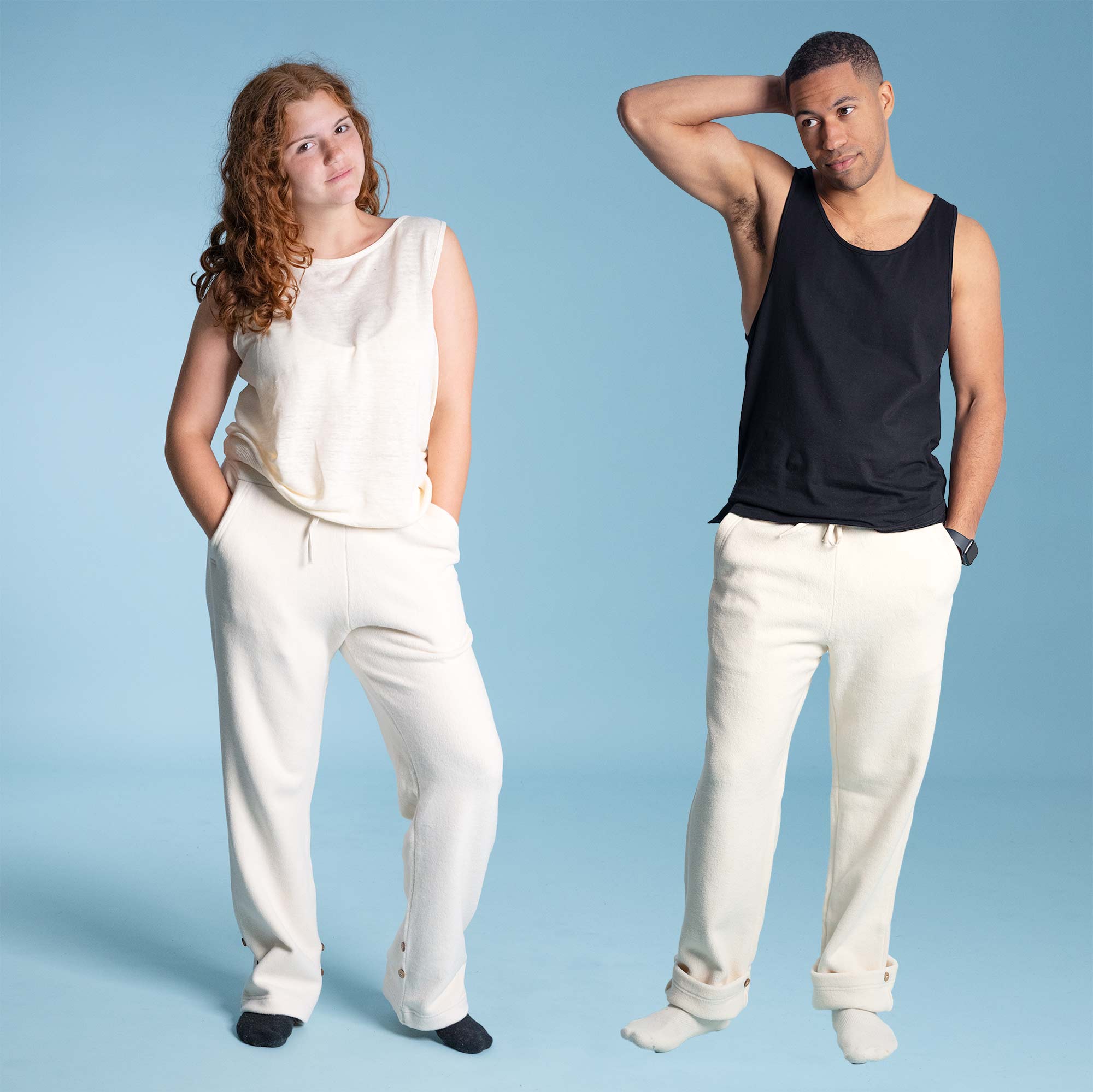 Elastic-free 100% Organic Cotton Fleece Sweat Pants (Plastic-free