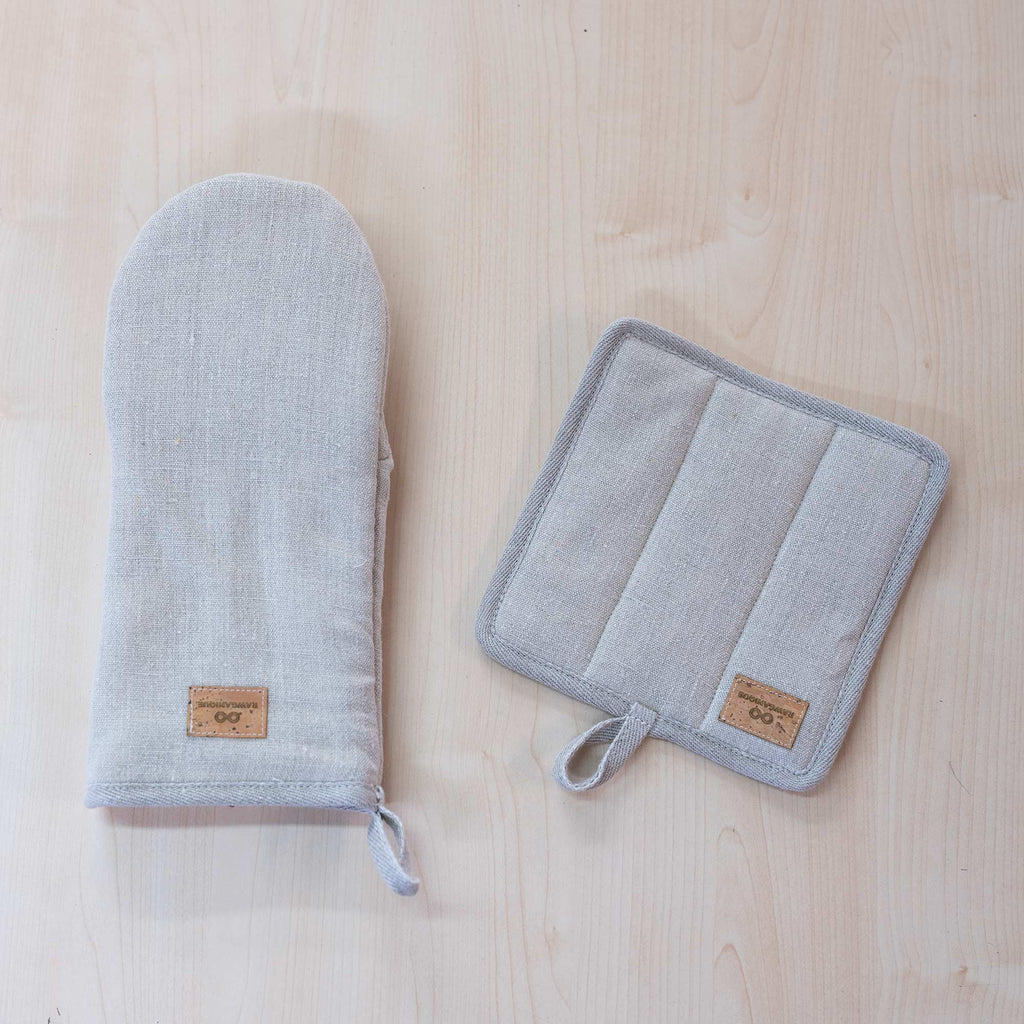 plastic-free organic linen potholder oven mitt