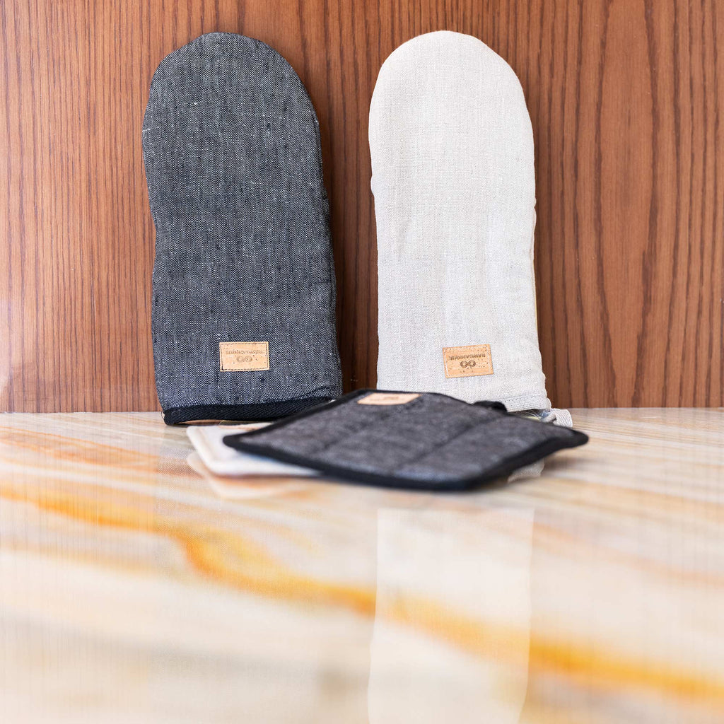 organic linen pot holder oven mitt