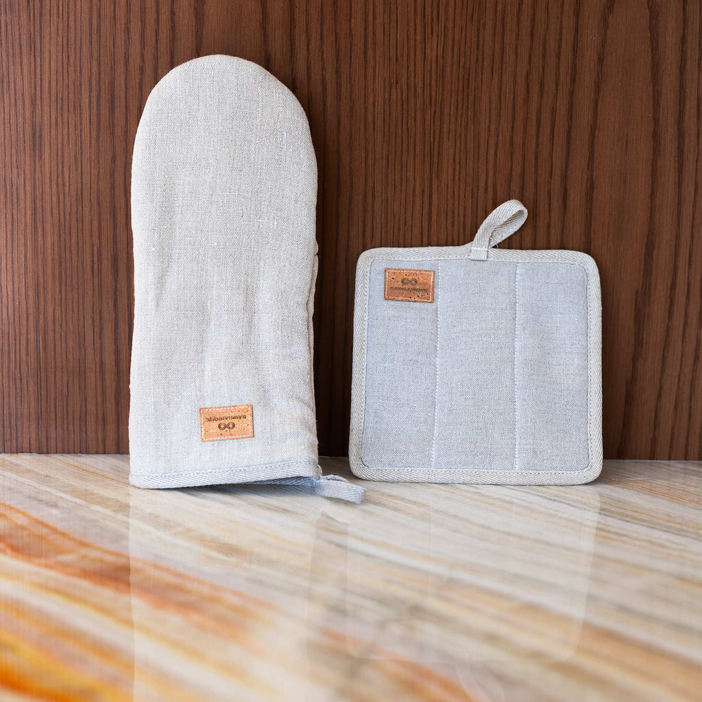 organic linen pot holder oven mitt