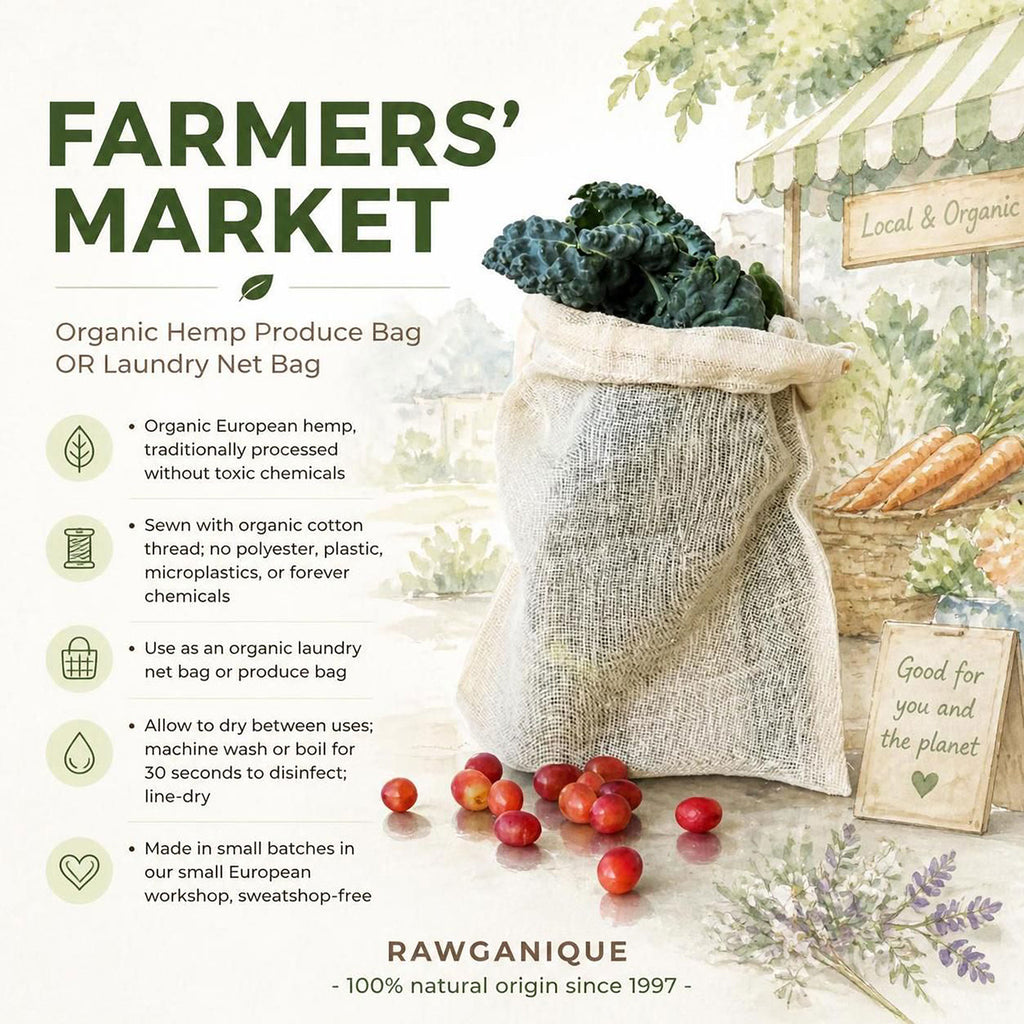 100% hemp produce bag polyester-free plastic-free