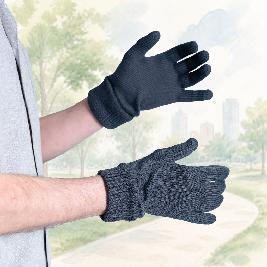 elastic-free 100% certified organic merino wool gloves plastic-free warm thick polyester-free