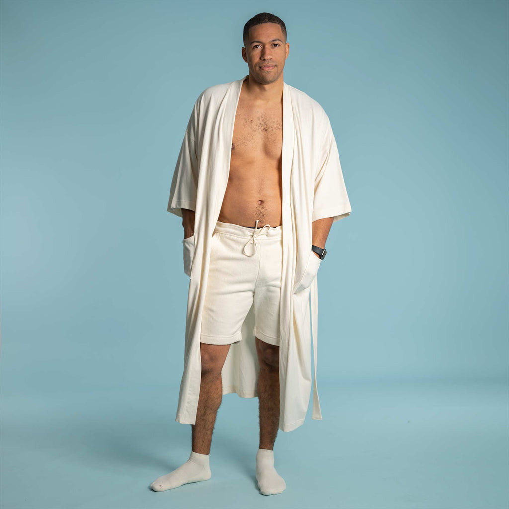 Chemical-free organic cotton knit bathrobe