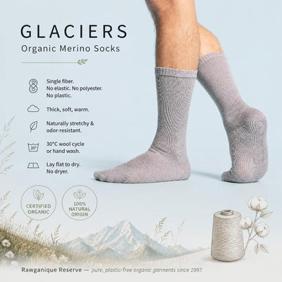 plastic-free thick warm organic merino wool socks