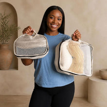 Load image into Gallery viewer, 100% certified organic cotton packing cubes see-through plastic-free