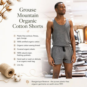 100% organic cotton workout shorts plastic-free