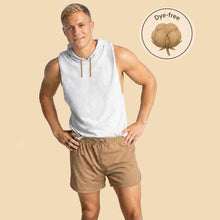 Load image into Gallery viewer, 100% certified organic regenerative cotton running gym shorts in dye-free brown color