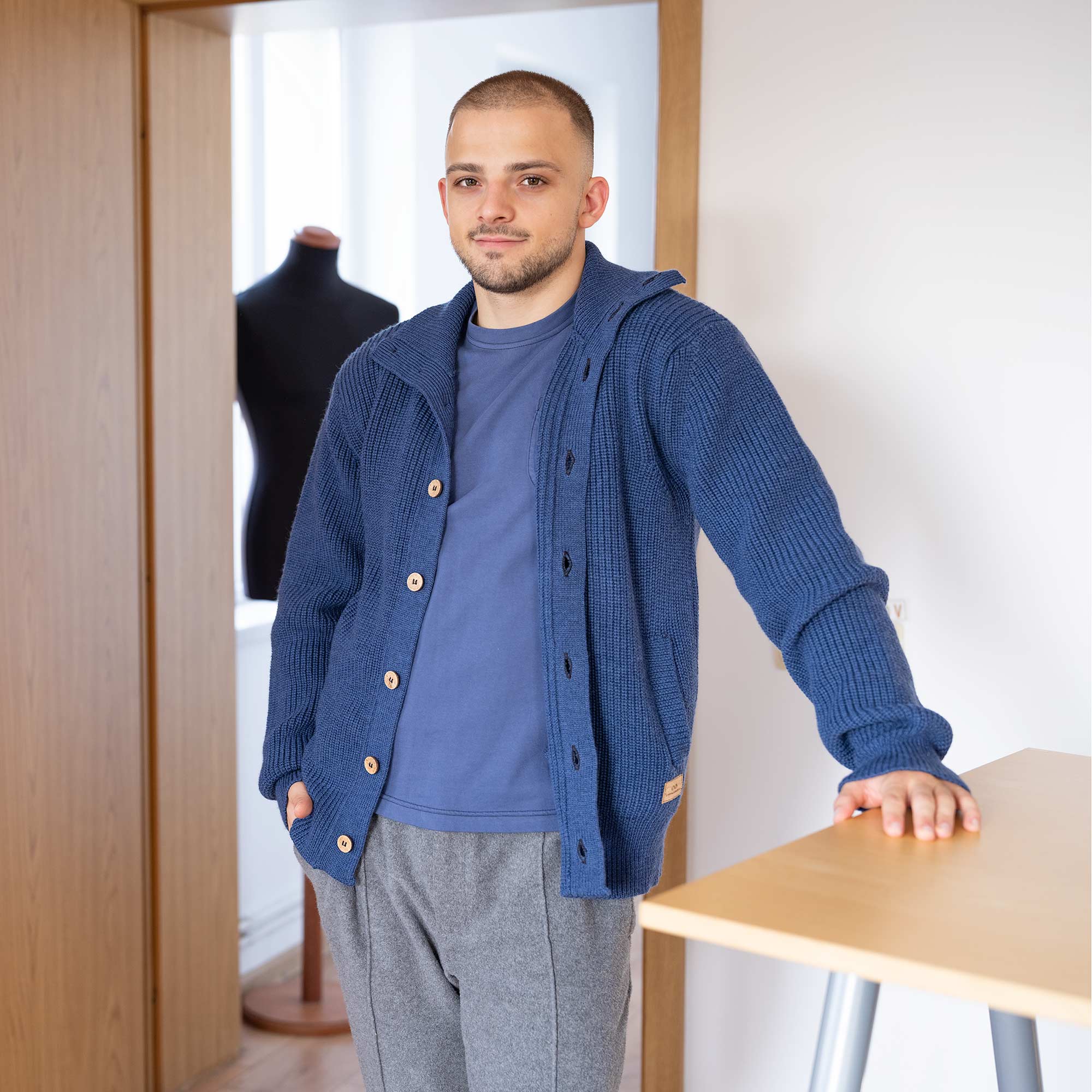 Organic Merino Wool Heritage Knit Cardigan Sweater (Unisex