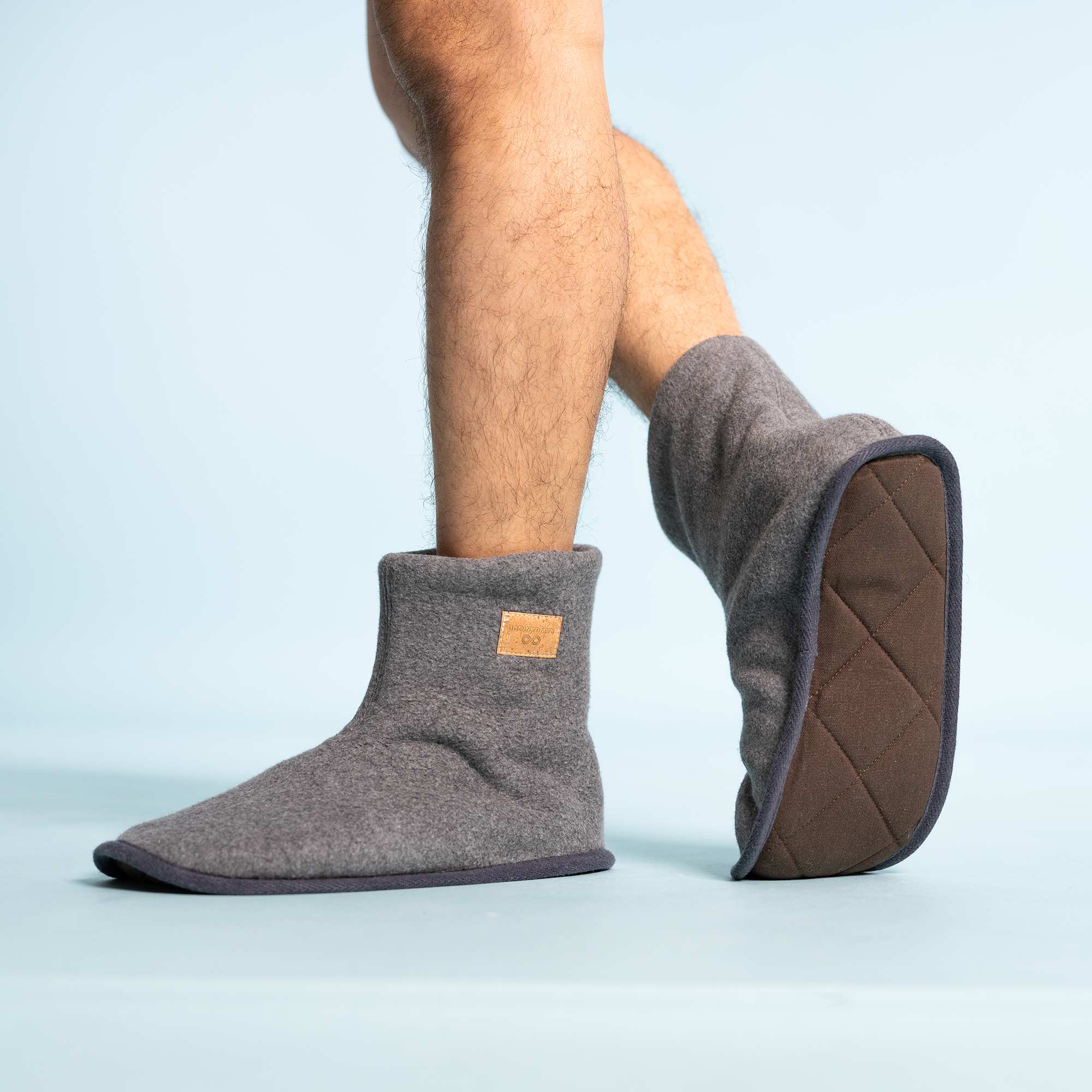 100% Organic Cotton Fleece House Shoes Boots Elastic-free Sleep Socks ...