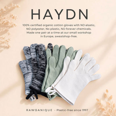elastic-free 100% organic cotton gloves