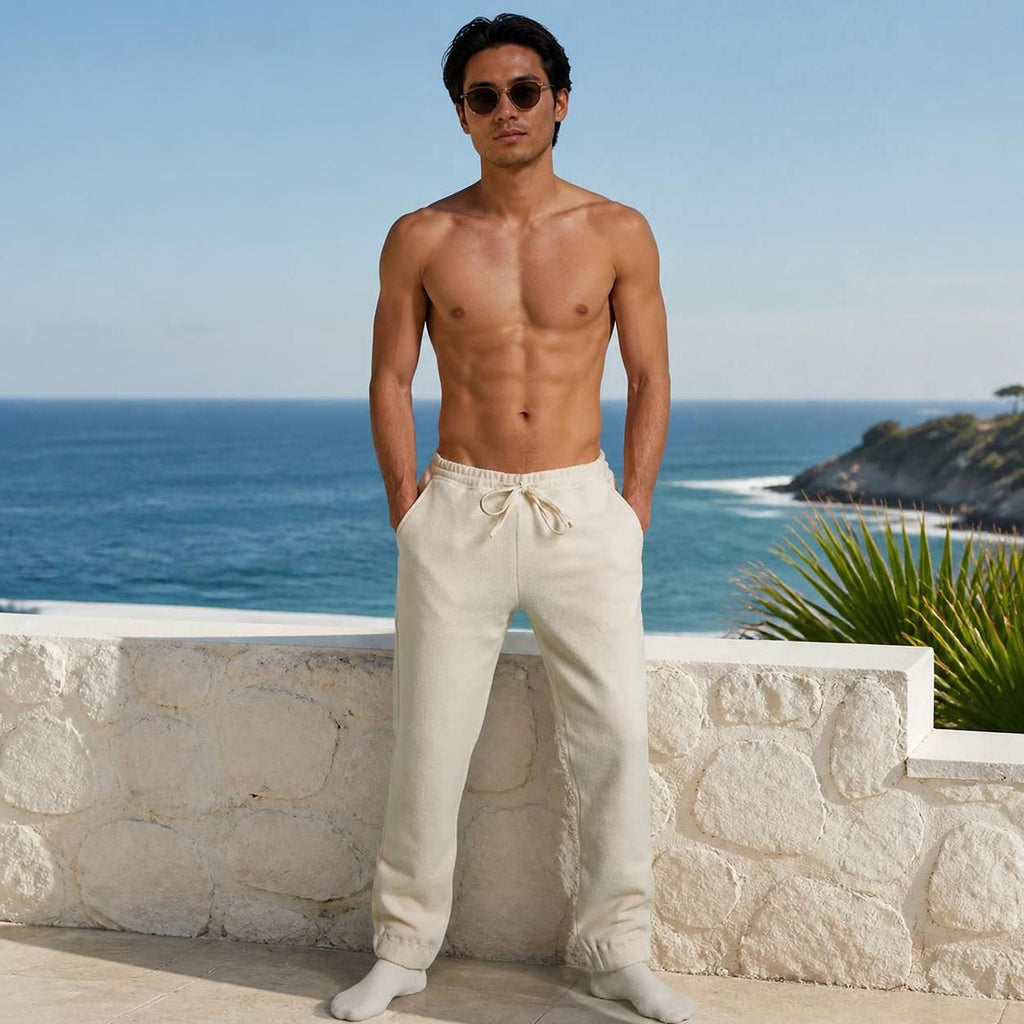 100% certified organic cotton fleece sweat pants plastic-free