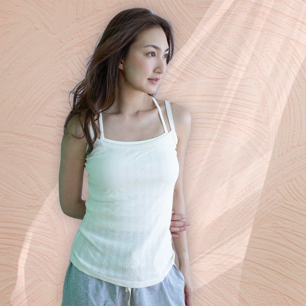 Organic Cotton Jacquard Tank Top Camisole (Breathable, Plastic