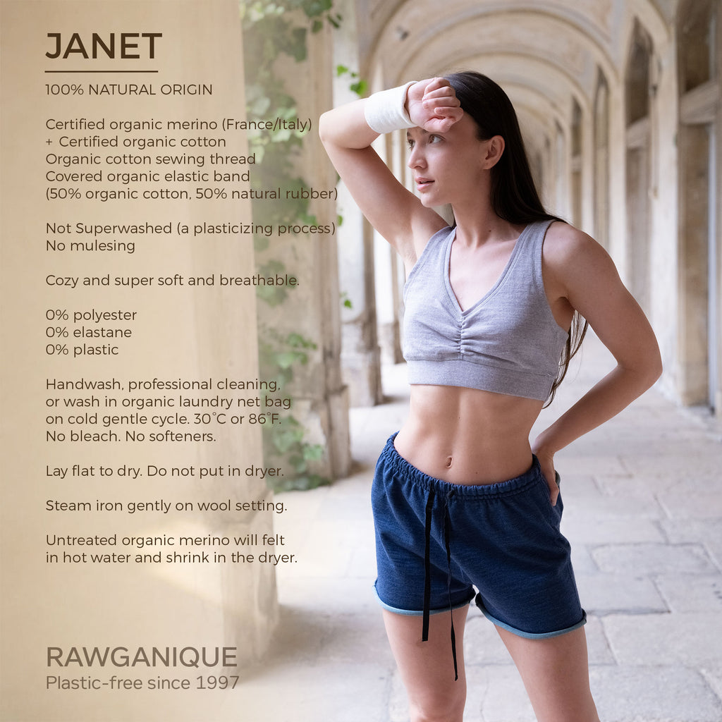 plastic-free organic merino bra