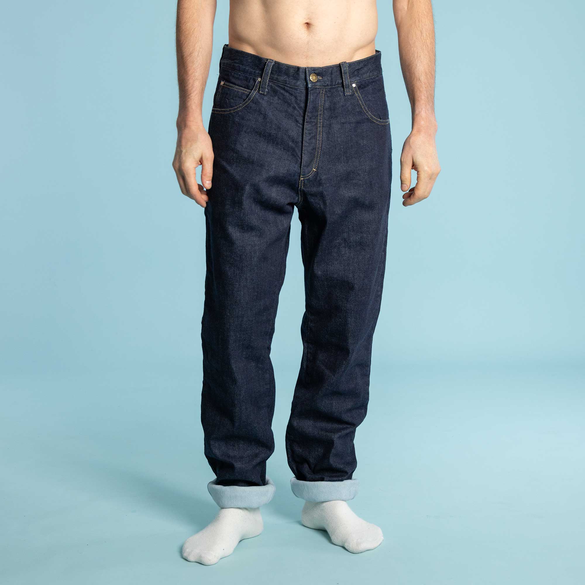 Fleece-Lined 100% Certified Organic Cotton Denim Jeans Sweatshop